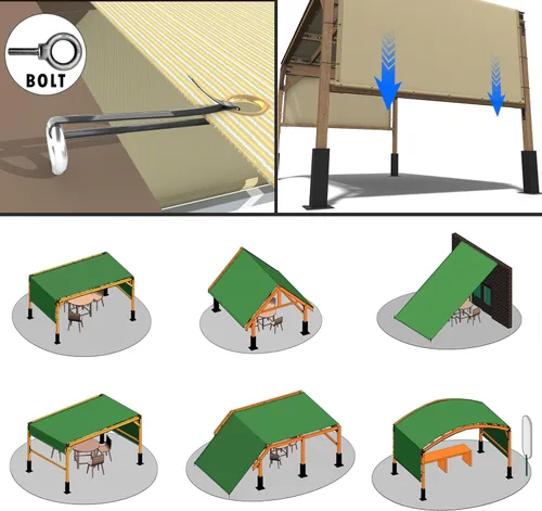 Miniatura 5 de ColourTree - Toldo de sustitución para pérgola de 8 x 12 pies, color beige, con protección UPF50 y de grado comercial - Tela de 260 GSM para patio