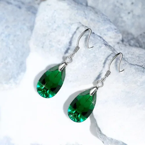 Miniatura 72 de Aretes colgantes de cristal austriaco con forma de lágrima para mujer, joyería hipoalergénica de plata de ley 925