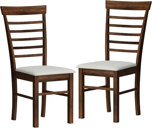 Miniatura 12 de HOMCOM Juego de 2 sillas de comedor de madera, sillas de cocina tapizadas de granja con marco de madera de goma para sala de estar, comedor, negro