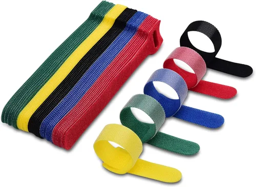 Sujetacables reutilizables, correas de cable ajustables multicolor de 6 pulgadas para organizador de cables, gancho y bucle reutilizables multiusos