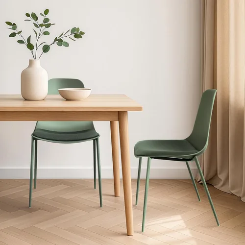 Miniatura 4 de 2xhome Silla moderna de cocina y comedor Cojín acolchado de tela Patas de metal y asiento de plástico sin brazos Oficina Interior Patio Café
