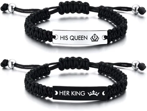 Miniatura 30 de MEALGUET Pulseras de ID Personalizadas para Parejas Grabado Personalizado Hecho a Mano Cuerda Trenzada Pulsera de Muñeca para Hombres Mujeres