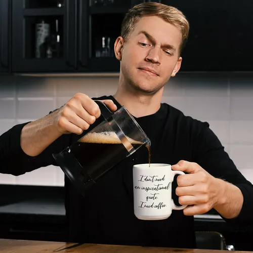 Miniatura 8 de Taza de café "I Need Coffee"; taza de cerámica blanca fresca de 15 onzas con un divertido eslogan; gran regalo único de cumpleaños o novedad