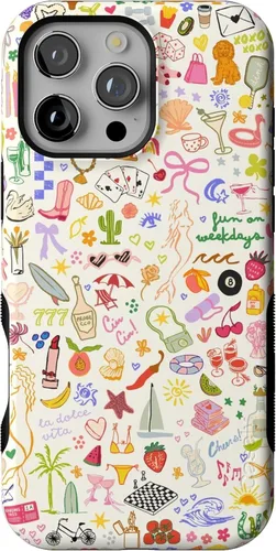Casely Funda para iPhone 16 Pro Max | Todas las cosas divertidas | Diversión en días laborables | Compatible con MagSafe | Diseño de funda