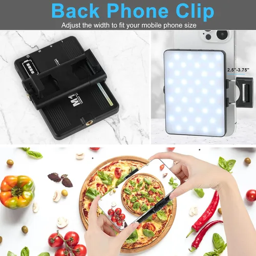 Miniatura 4 de Luz de teléfono para selfie con clips delanteros y traseros, luz de video LED, lámpara de iluminación para fotografía con 3 modos de luz