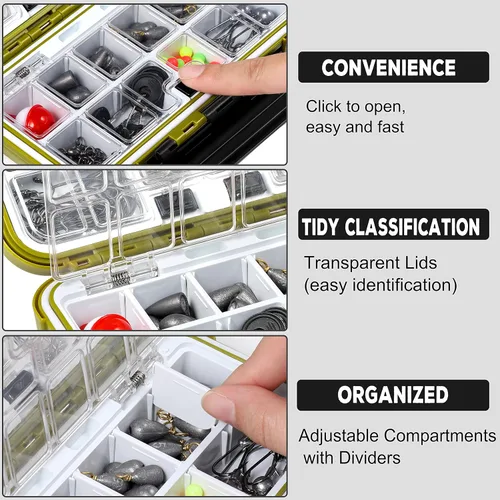 Miniatura 6 de TOPFORT Kit de 187/343 piezas de accesorios de pesca, Caja de aparejos de pesca organizada con aparejos incluidos, anzuelos de pesca, pesas de Kit