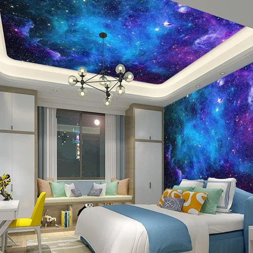 Miniatura 3 de Apdidl - Tapiz de galaxia para dormitorio, espacio estético, cielo nocturno estrellado azul, estrellas, universo, tapiz misterioso, nebulosa, fondo