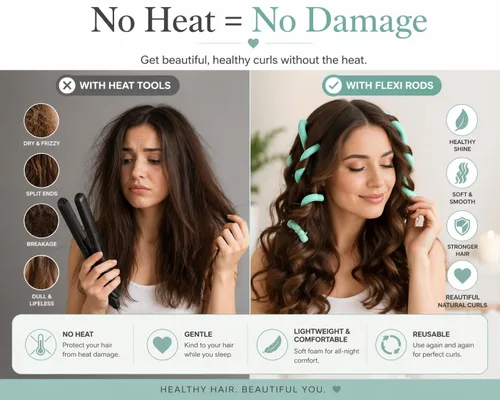 Miniatura 9 de My Beauty Spot Flexi Rods - Rodillos de espuma de 1 pulgada de diámetro, calidad profesional de salón, 10 rodillos de goma para cabello largo, Azul