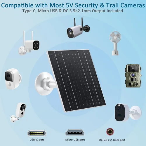 Miniatura 4 de Zivif Panel solar para cámara de seguridad al aire libre, cargador solar USB C de 10 W compatible con cámara recargable de 5 V, montaje ajustable