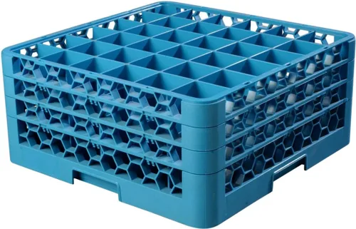 Miniatura 144 de Carlisle FoodService Products RG9-214 OptiClean Estante de vidrio con 9 compartimentos con 2 extensores, 7.12 pulgadas, polipropileno, azul