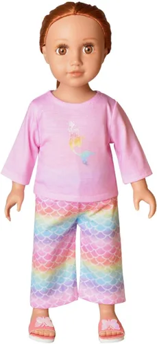 Miniatura 18 de QPANCY Conjunto de pijamas a juego para niñas y muñecas, pijamas de manga larga para otoño e invierno
