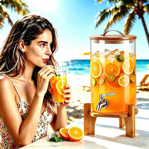 Miniatura 6 de Dispensador de bebidas, dispensador de bebidas de vidrio de 2.1 galones con soporte, dispensador de agua de vidrio con espita, dispensadores