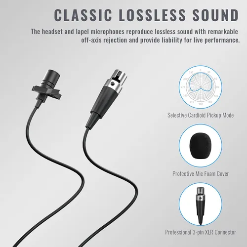 Miniatura 4 de Phenyx Pro Sistema de micrófono inalámbrico UHF PTU-52-2B Bundle con micrófono de solapa
