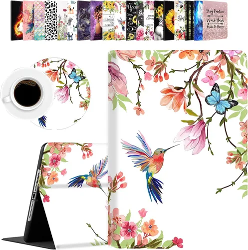 Funda para iPad Mini, iPad Mini 1 2 3 4 5 y juego de posavasos, funda de piel sintética con soporte y apagado automático para iPad 5/4/3/2/1 -