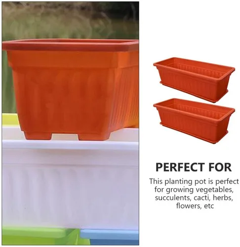 Miniatura 2 de DOITOOL Macetas rectangulares para plantas de interior, 2 unidades, macetas de ventana para patio, macetas para exteriores, rectangulares