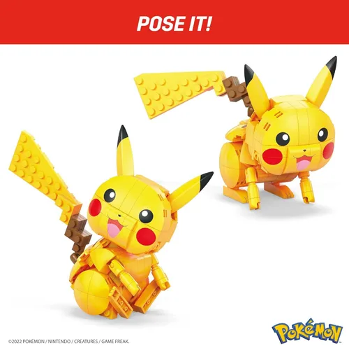Miniatura 5 de MEGA Juego de juguetes de construcción Pokémon Construye y muestra Pikachu con 205 piezas, articulado y posable, 4 pulgadas de alto, para niños