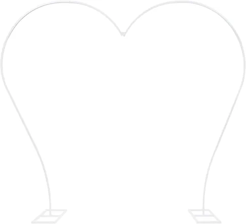 Miniatura 9 de Soporte de arco de globos de 7.7 pies de metal para arco de boda, soporte de telón de fondo, arco de corazón, decoración de fondo floral para Blanco