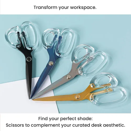 Miniatura 7 de OfficeGoods Tijeras acrílicas de acero inoxidable de 9 pulgadas para oficina y hogar, tijeras estéticas y afiladas multiusos, perfectas para coser
