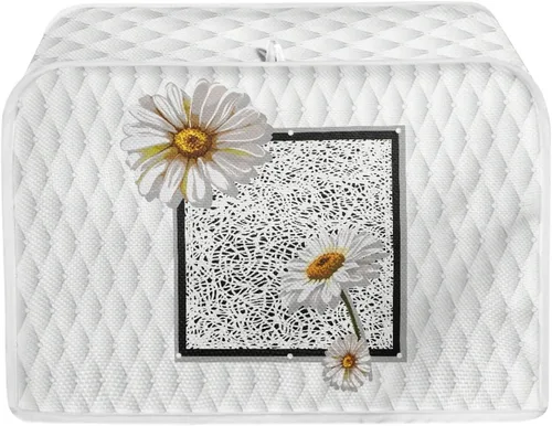 Daisy Print 2 Slice Tostador Cover White Anti-Sputtering Pan Tostador Cover Cover Cover Dust Cover Pequeño Protector Lavable Electrodomésticos de