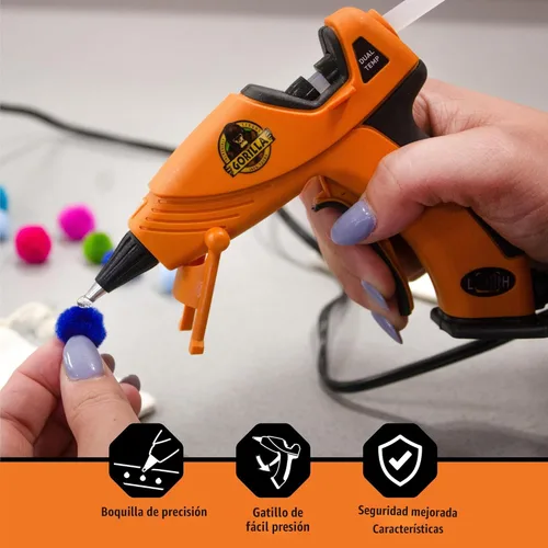 Miniatura 4 de Gorilla Pistola de pegamento caliente (paquete de 1) – Pistola de pegamento caliente de tamaño mini de doble temperatura con boquilla de precisión
