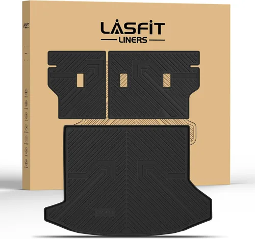 Miniatura 36 de LASFIT Juego completo de tapetes de elastómero termoplástico para todo tipo de clima de ajuste personalizado para automóviles, de 1ª y 2ª fila, 3