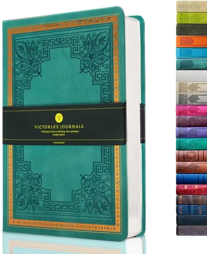 VICTORIA'S JOURNALS Cuaderno con forro de cuero sintético y tapa dura, cuaderno de viaje con diseño vintage de aspecto antiguo, tamaño A5, 5.7 x 8.1