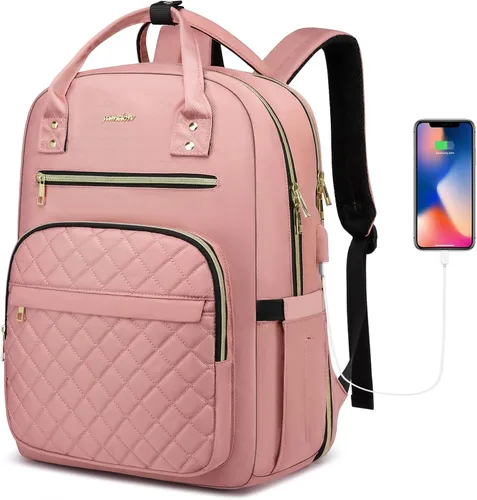 Miniatura 11 de Mochila YAMTION para mujeres y adolescentes, mochila escolar con USB para estudiantes universitarios, bolsa para portátil con TSA para trabajo