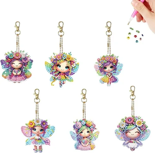 Miniatura 10 de YUE ZHE 16 PCS Kits de Arte de Diamante de Navidad para Adultos, Llaveros de Arte de Diamante Doble Cara, Llaveros de Pintura 5D de Navidad DIY