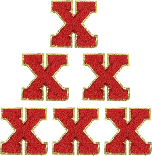 Miniatura 8 de 6 piezas de parches de letras de chenilla autoadhesivas, parches de letras preppy de 2 pulgadas para bolsos, ropa y sombreros, grandes pegatinas