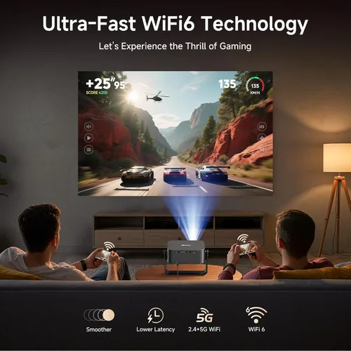 Miniatura 7 de [2000 ANSI/enfoque automático y Keystone/aplicación integrada] Proyector 4K para exteriores con WiFi y Bluetooth, proyector portátil inteligente