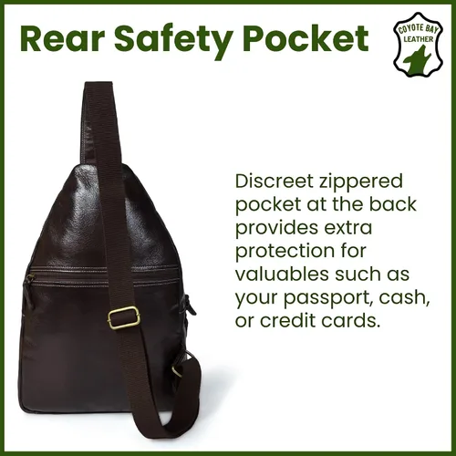 Miniatura 6 de Coyote Bay® HideSling - Bolso bandolera de cuero de grano completo para laptop, bolso bandolera grande, mochila de cuero para hombres y mujeres