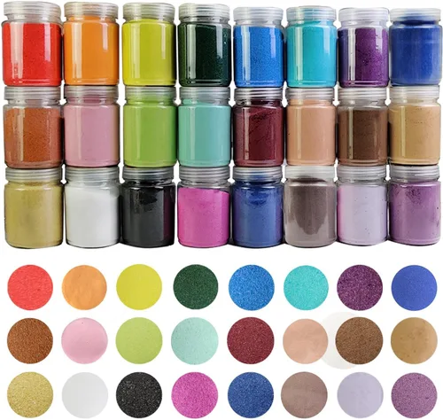 HappyFiller Juego de 24 kits de arte de arena de colores, manualidades de arena de Unity, material de pintura de dibujo, rellenos de jarrones,