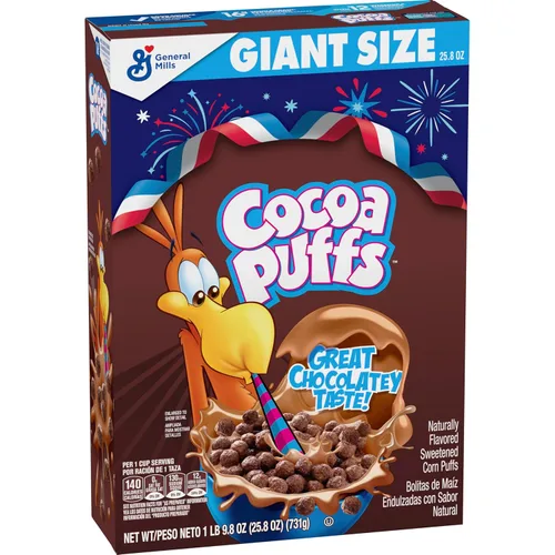 Miniatura 13 de Cocoa Puffs, cereales para el desayuno con sabor a chocolate, hechos con grano integral, bolsa resellable de 32 onzas