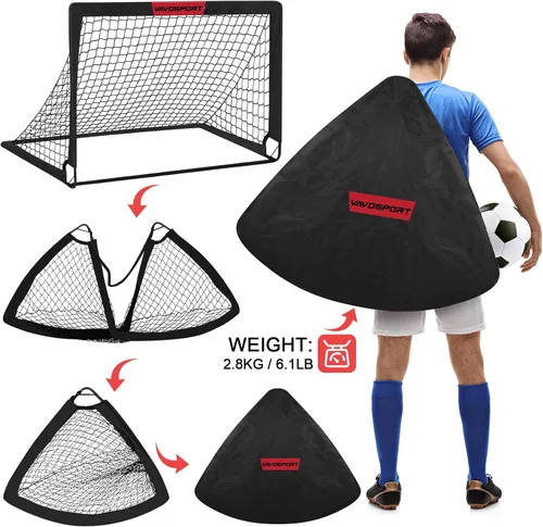 Miniatura 4 de Juego de porterías de fútbol para niños para patio trasero – 2 de 4 x 3 pies, equipo portátil de entrenamiento de portería de fútbol, red de fútbol