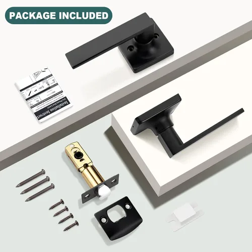Miniatura 8 de GOBEKOR Paquete de 1 manija de paso, manijas de puerta negras para cerradura de puerta de armario, manija de puerta interior sin llave con cerradura