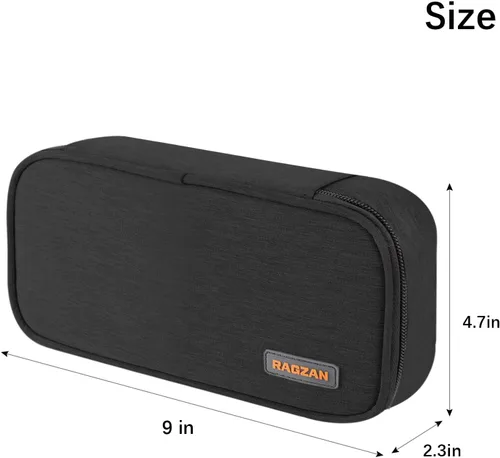 Miniatura 5 de Estuche para lápices de gran capacidad, bolsa de tela Oxford, bolsa de almacenamiento para bolígrafos, rotulador, bolsa de papelería para Negro