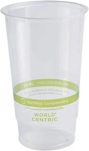 Miniatura 5 de World Centric Pla Clear Cold Cup Tapas, tapa plana, se adapta a tazas de 9 oz a 24 oz, 1,000/caja