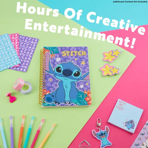 Miniatura 5 de Kit de Diario DIY de Disney Stitch para Niñas y Adolescentes, Lindos Kits de Artes y Manualidades, Cuaderno Espiral A5, Pinzas para el Cabello