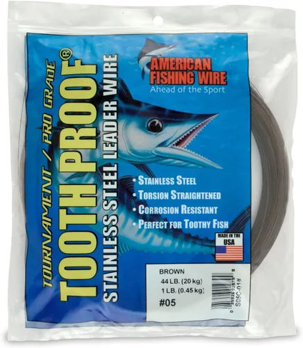 Miniatura 51 de AFW Alambre Líder Duro de Una Hebra de Acero Inoxidable a Prueba de Dientes - Brillante y Camuflaje para Tiburón, Barracuda, Caballa Real, Wahoo