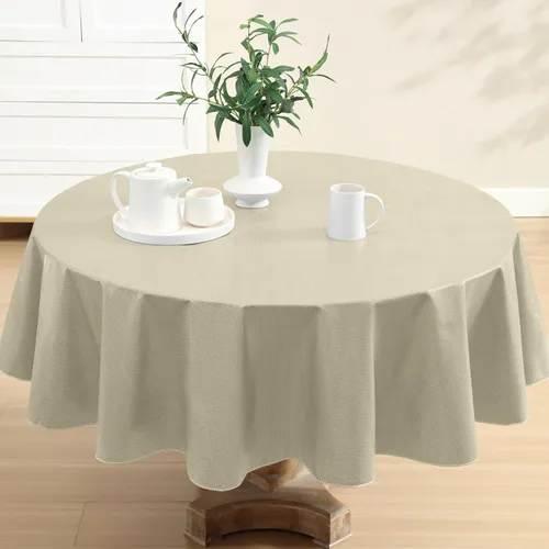 Miniatura 16 de Newbridge Basketweave - Mantel con parte trasera de franela de vinilo de color sólido, aspecto texturizado de tejido de cesta, mantel impermeable