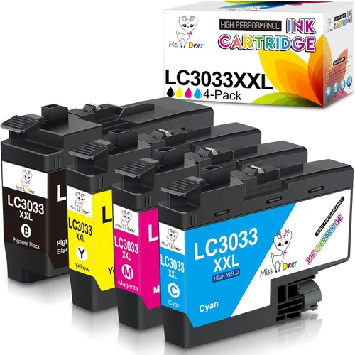 Miss Deer LC3033 BK/C/M/Y, repuesto compatible con Brother LC 3033 XXL LC3033XXL LC3033BK LC3035XXL LC3035XXL LC3035 de alto rendimiento para