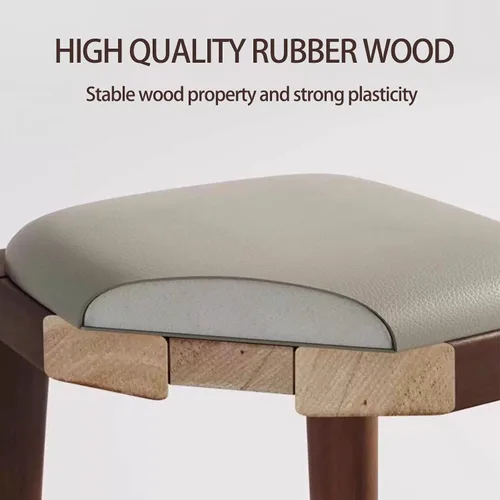 Miniatura 4 de Wooden Dining Chairs Backless,Kitchen Chairs Stool Stackable,Dining Room Chair with PU Leather Cushion,Square Living Room Chair for Kitchen, Dining