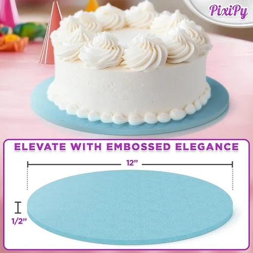 Miniatura 3 de Tablas para Pasteles - Paquete de 4, 12 pulgadas, Azul - Bases Redondas Reutilizables para Pasteles para Postres Espectaculares - Bases de Cartón