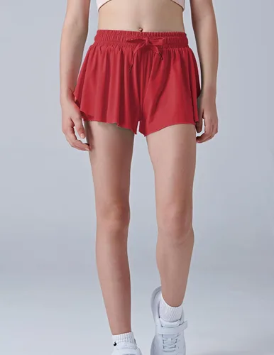 Miniatura 3 de Paquete de 3 pantalones cortos fluidos para niñas con forro de elastano, 2 en 1, faldas de mariposa para jóvenes, para fitness, correr, deportes