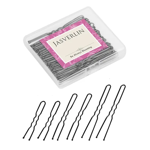 JASVERLIN Horquillas en forma de U, color negro, tamaño surtido, pequeño y largo, para moños, peinados de boda, accesorios para mujeres y niñas, 150