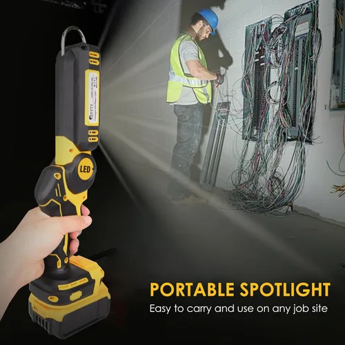Miniatura 6 de OTYTY Luz de trabajo LED inalámbrica, compatible con batería DeWalt 20V Max, linterna recargable de 30W 2000LM, luz de inundación portátil, cabezal