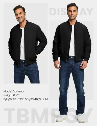 Miniatura 7 de TBMPOY - Chaqueta de hombre para el otoño, chaqueta de invierno, rompevientos, bomber, con cremallera, acolchada, de softshell, cálida