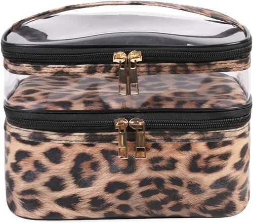 Miniatura 12 de FITINI Bolsas de Maquillaje de Doble Capa para Almacenamiento de Viaje Estuches Cosméticos Organizador de Maquillaje Bolsas de Aseo Resistentes al