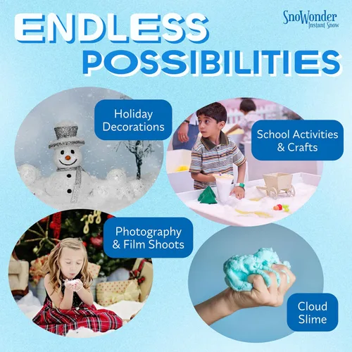Miniatura 6 de SNOWONDER Nieve Instantánea de Polvo Artificial, También Excelente para Hacer Masa Viscosa de Nube - Mezcla para Preparar 1 Galón de Nieve Falsa