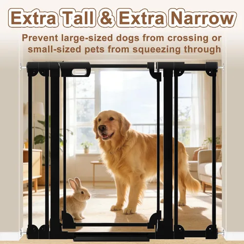 Miniatura 4 de WAOWAO Puerta de bebé de acrílico transparente de 40 pulgadas extra alta para escaleras, diseño moderno, puerta de acrílico con cierre automático